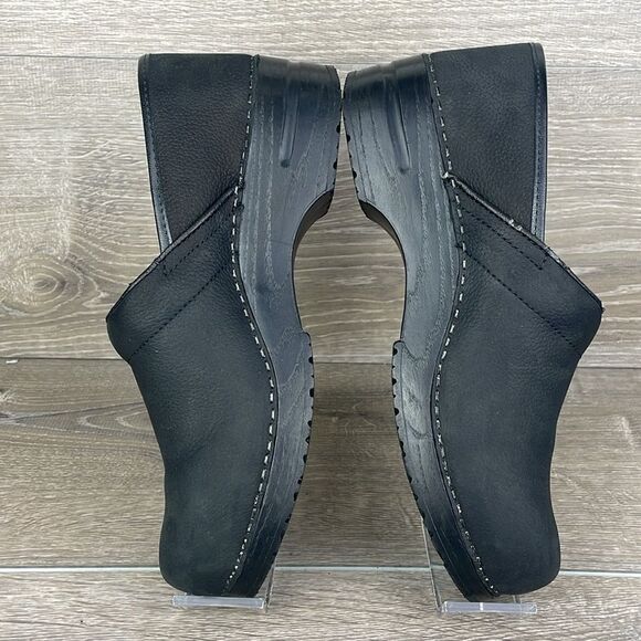 Sanita Pro Textured Black Oiled Leather Women’s 11.5/EU 42 Slip-On Mules Clogs - Picture 9 of 12